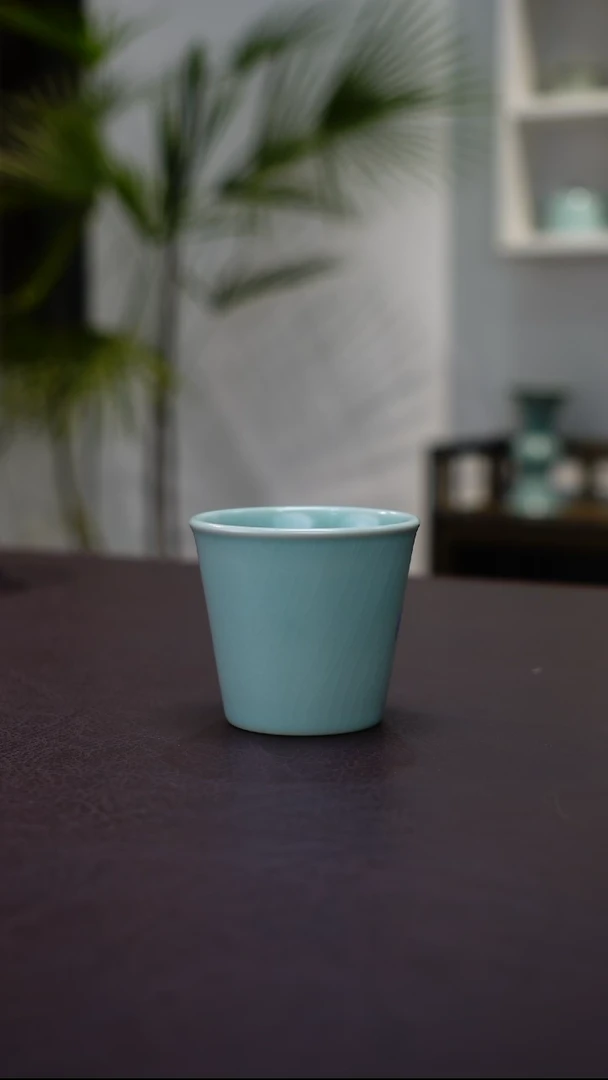 天青釉可乐杯J柳叶纹 精品   110CC