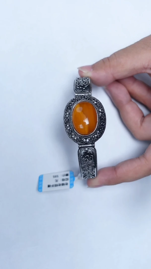 未镶嵌琥珀手镯老蜡蛋面手镯