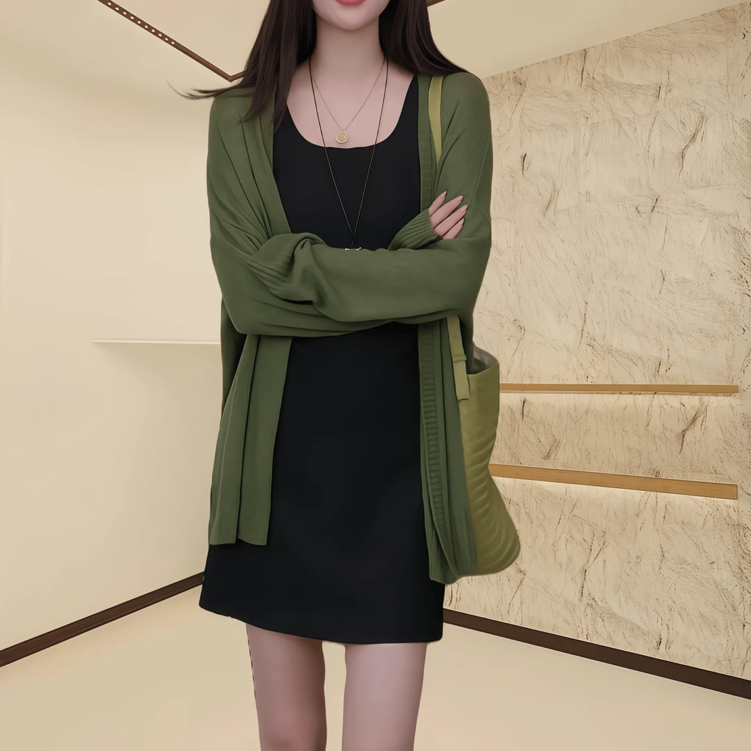 早秋薄款针织开衫外套女2025新款秋天穿搭宽松慵懒风外搭长袖上衣