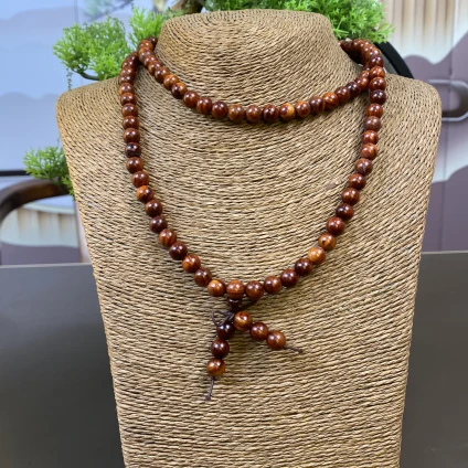 小叶紫檀珠串0.8红料108颗脖挂【604】