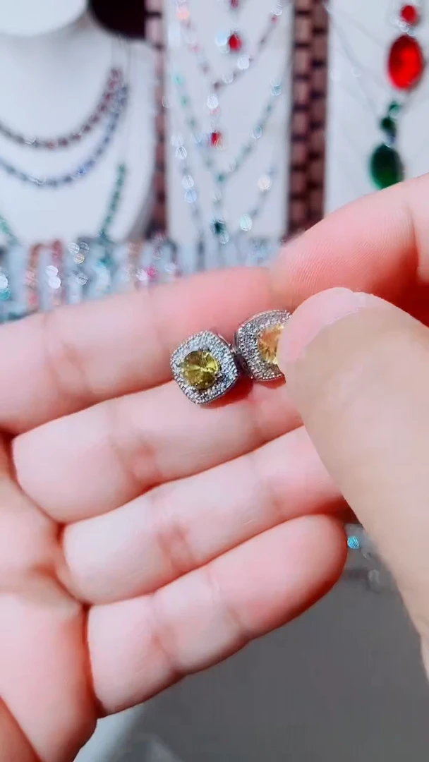 未镶嵌耳饰黄晶黄水晶耳钉62