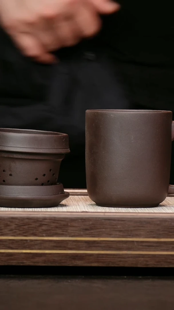 茶壶紫砂深井紫泥 盖杯三件套