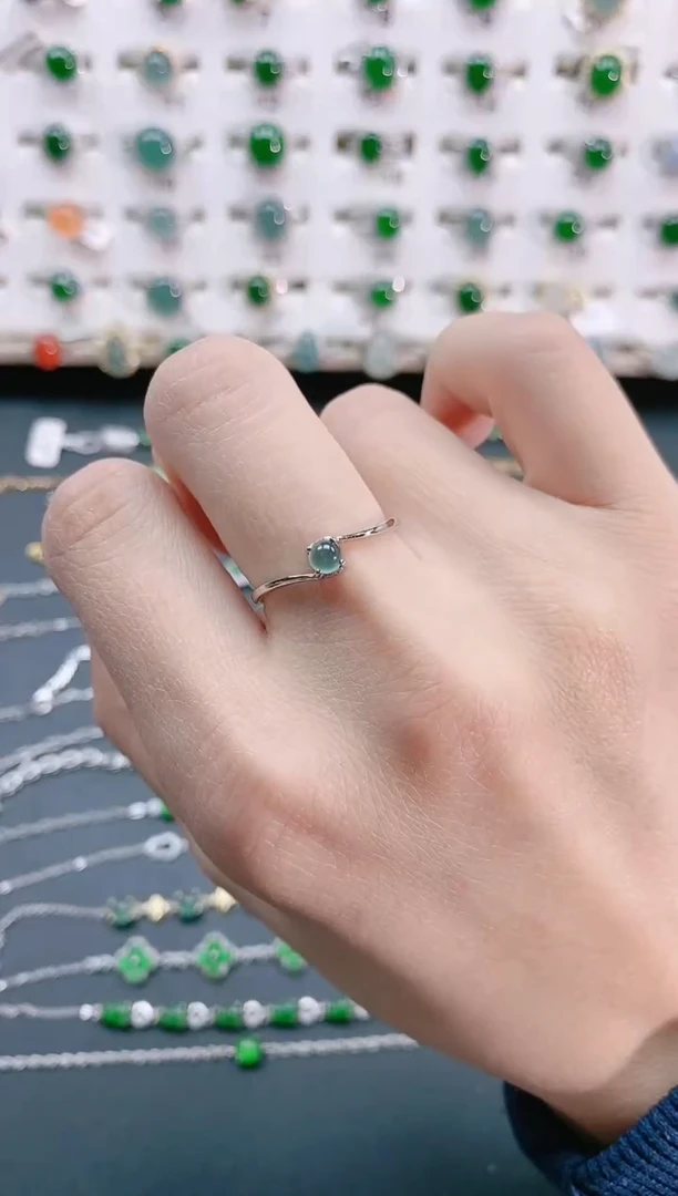 【闪购商品】翡翠戒指银S925镶嵌天然翡翠