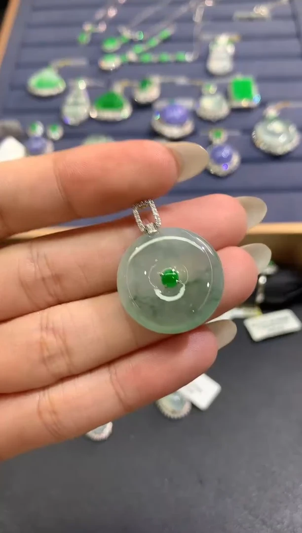 吊坠(不含链)18K金镶嵌翡翠E625|2980