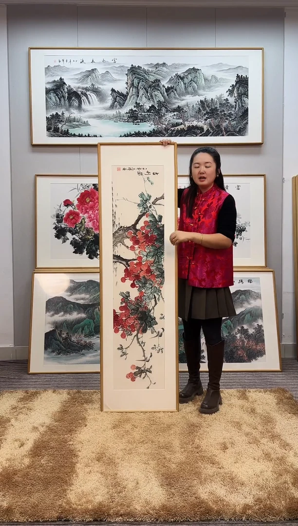 国画手绘荔枝162*47尺寸