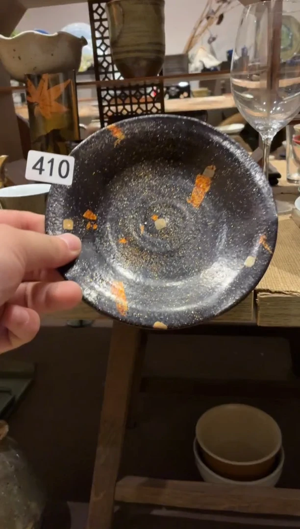 瓷片氵410手工大漆甜品碟1个