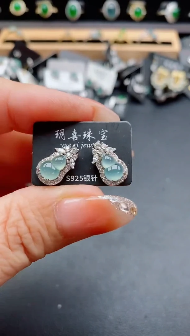 银S925镶嵌戒指翡翠1