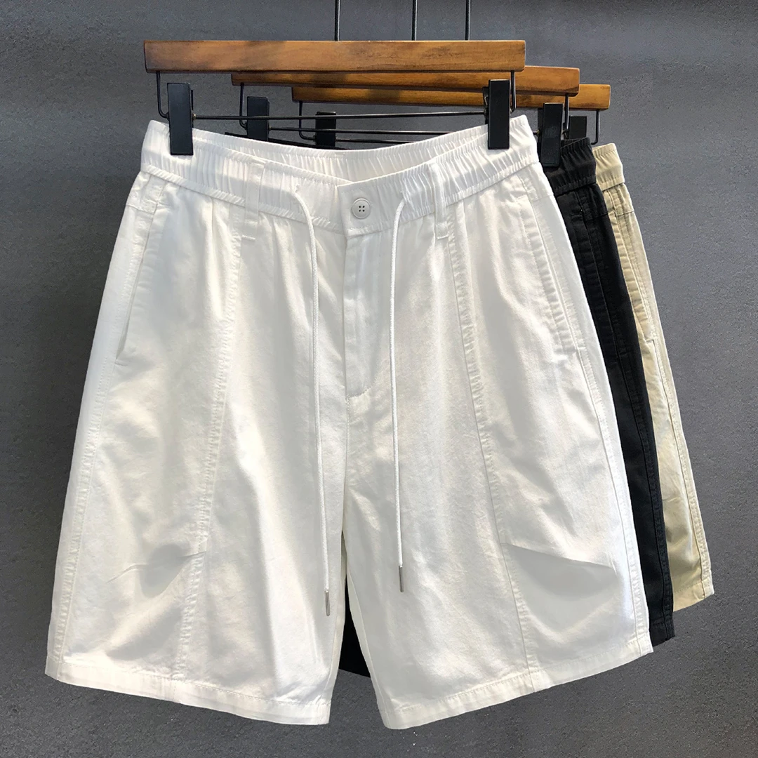 新款男装凉感百搭白色休闲短裤男士休闲裤2025夏季薄款五分裤子