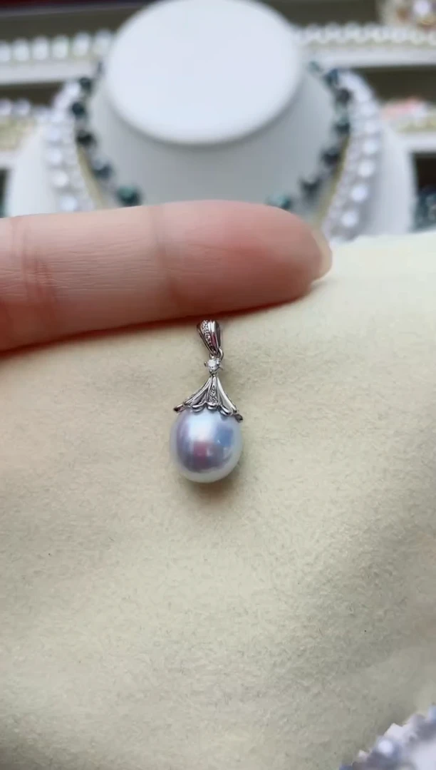 海水珍珠银S925镶嵌颈饰W35