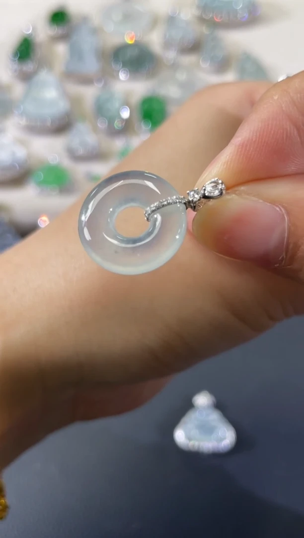 吊坠(不含链)18K金镶嵌翡翠A476|3980