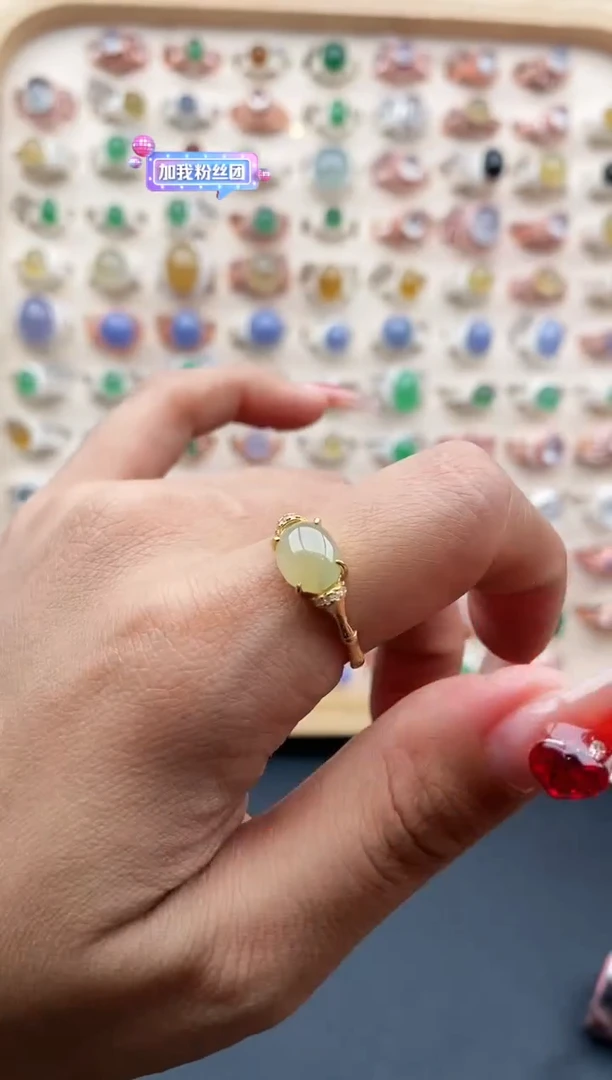 【闪购商品】翡翠戒指银S925镶嵌缅甸天然A货翡翠222   9-10