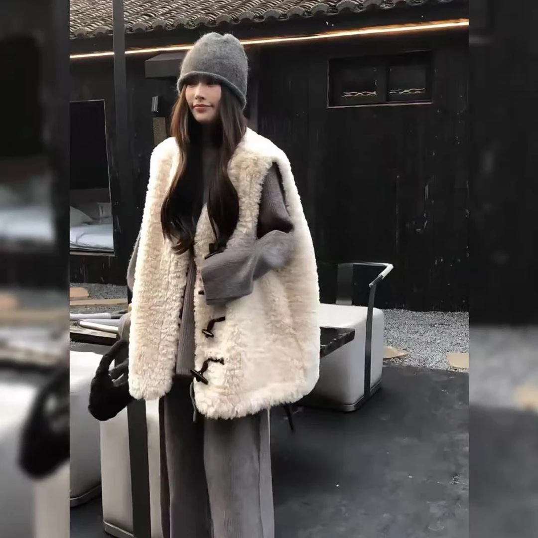 时尚套装女款气质打底衫秋冬坎肩背心毛绒马甲高腰阔腿裤