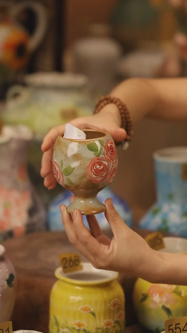 陶瓷379景德镇设计师手作花器摆件侘寂风