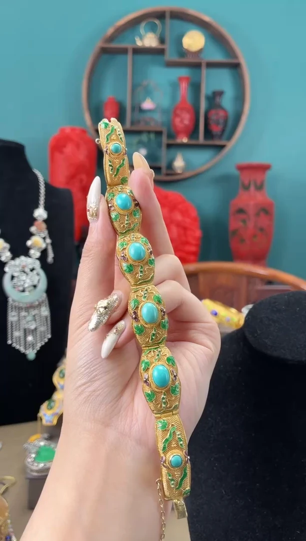 非遗手工花丝镶嵌镯子