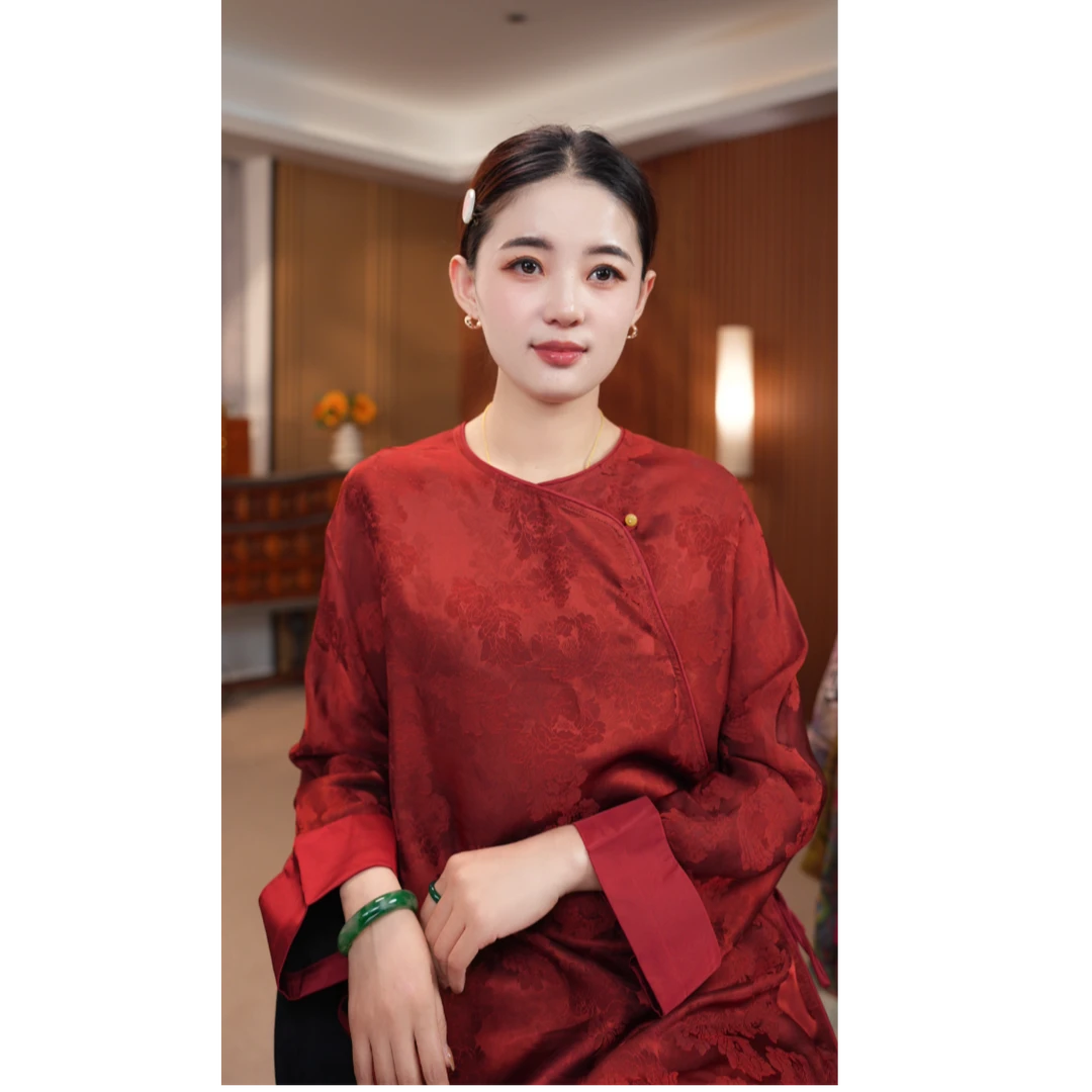 【醉红颜】中国风网红秋冬日常时尚圆领国风复古小马长袖