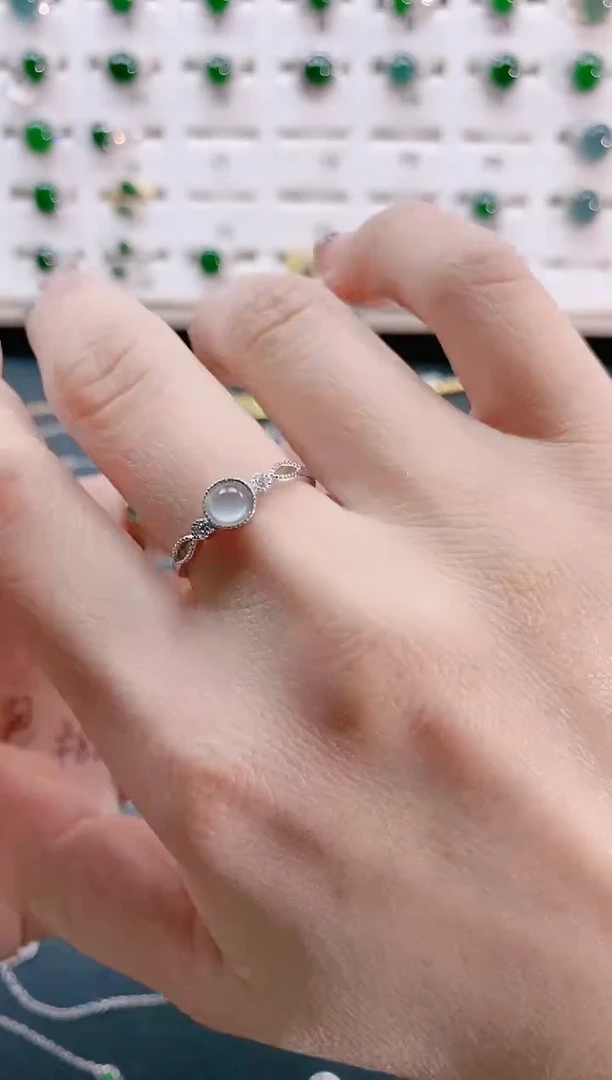 【闪购商品】翡翠戒指银S925镶嵌天然翡翠