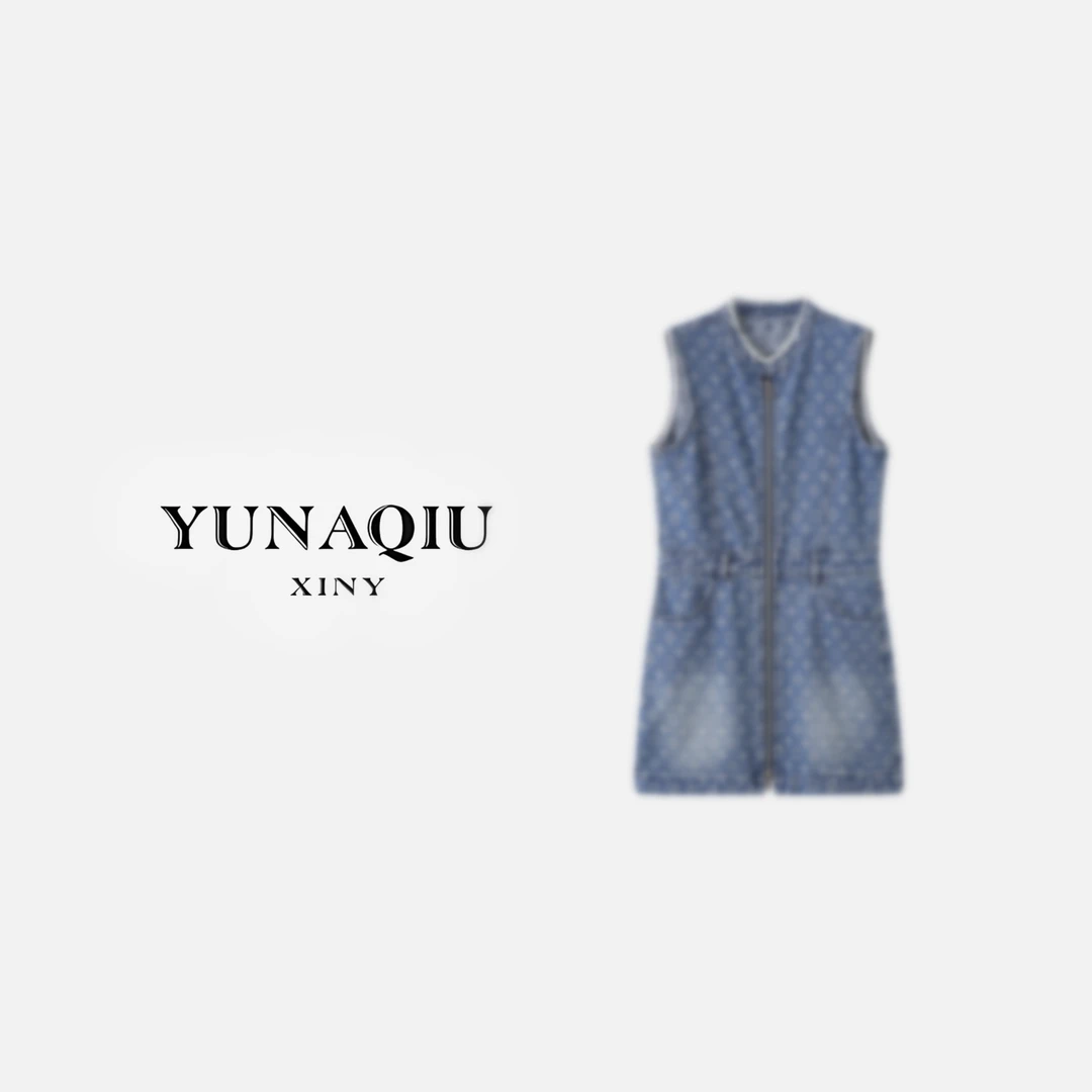 YUNAQIU 气质时尚休闲女士设计师圆领连衣裙-9491