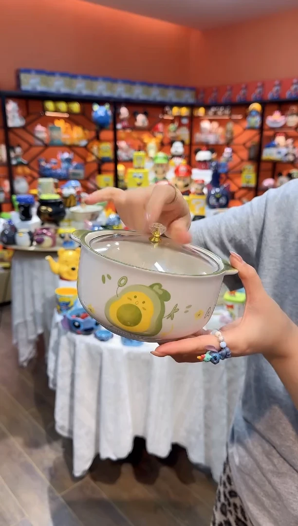 瓷片@@奇异果带盖陶瓷面碗（微瑕）