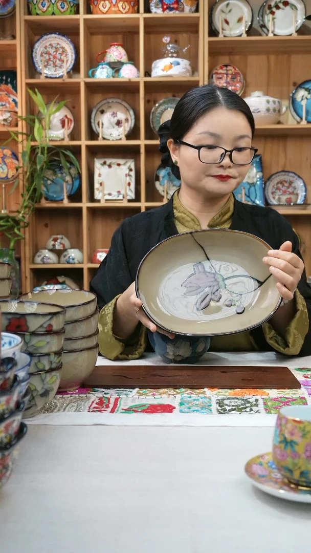 瓷片小可陶瓷高温一只椭圆汤碗