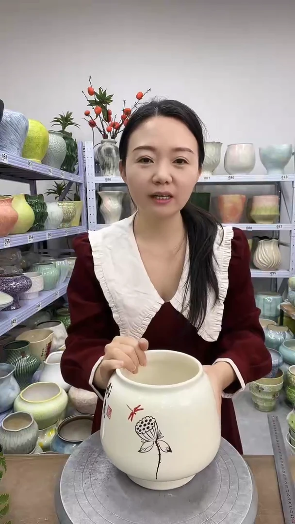 12.3陶瓷花盆直播链接高.      口