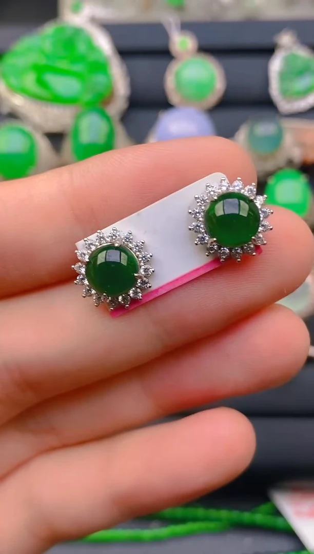 【闪购商品】翡翠戒指银S925镶嵌天然A货翡翠1