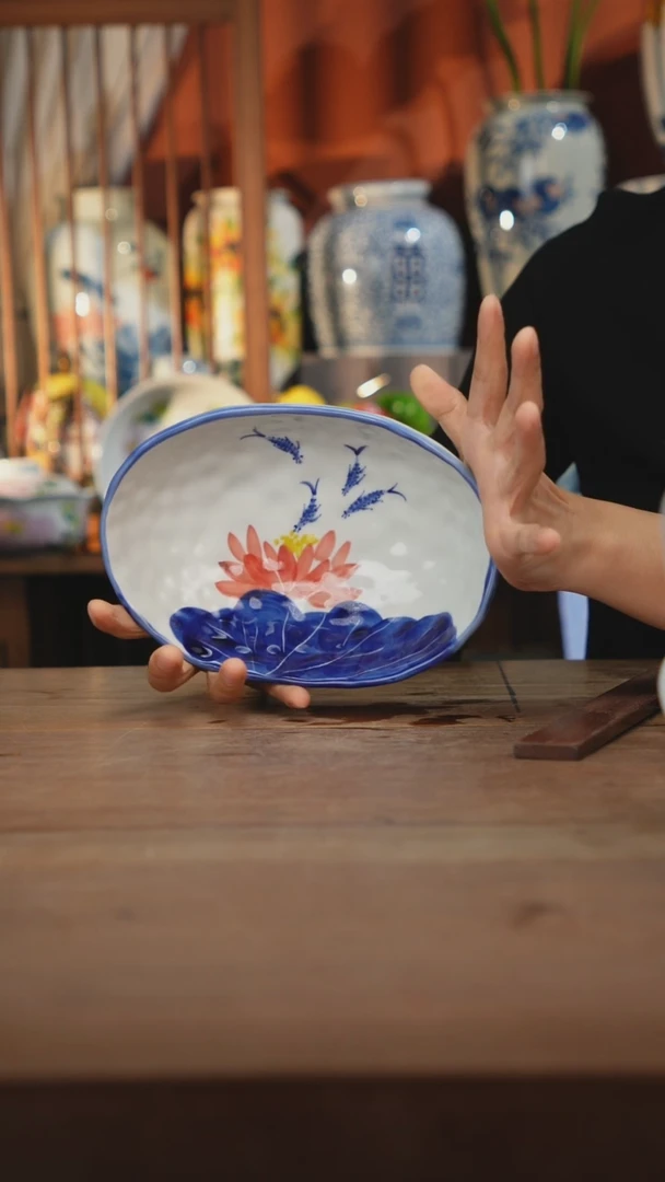 瓷片【简家甄选】景德镇设计师釉下手绘陶瓷餐具