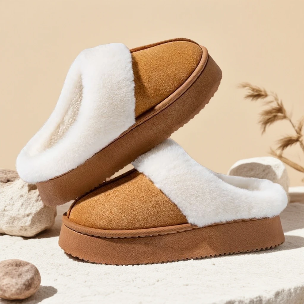 情侣麂皮绒美拉德风格包头毛毛拖鞋春秋外穿冬季厚底防滑