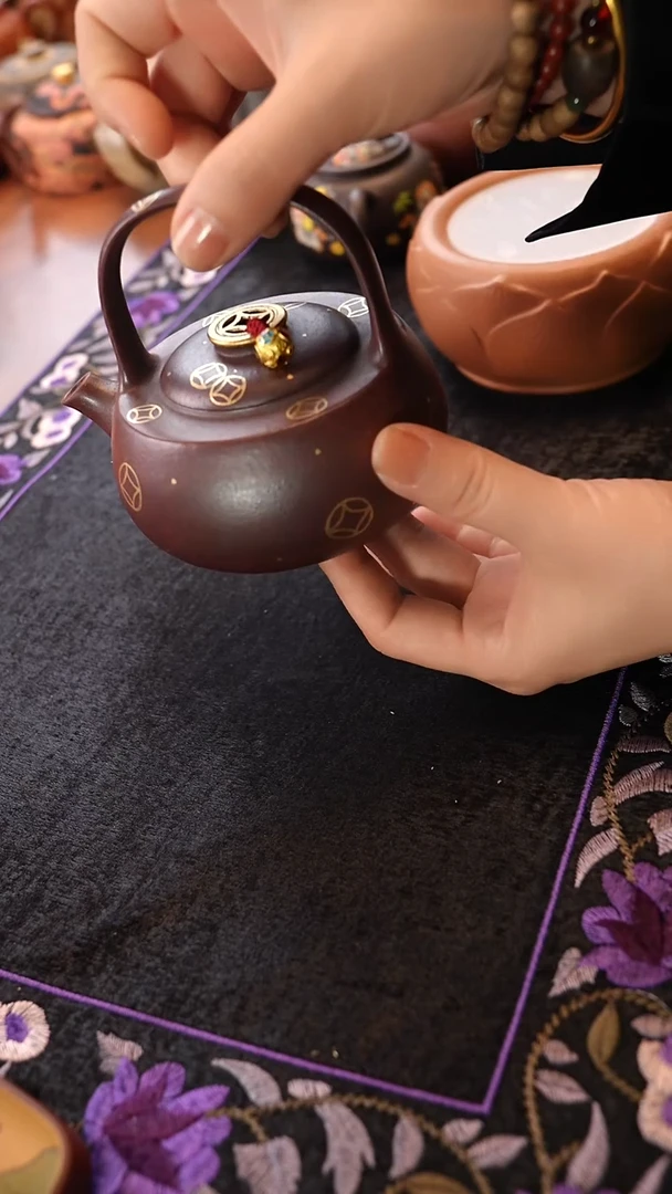 茶壶紫砂金满贯提梁