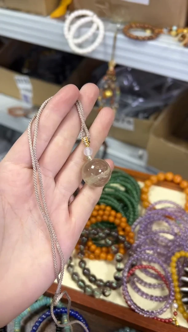 【闪购商品】水晶手链未镶嵌黄水晶大球圆珠项链[1367]