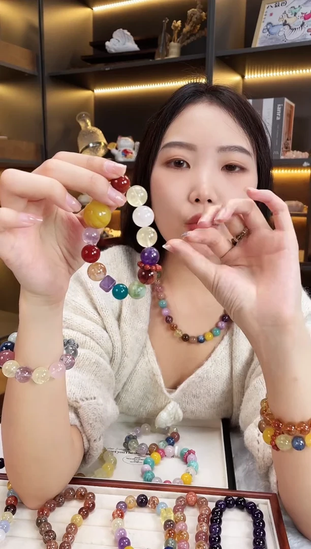 未镶嵌手链水晶黄纹玛瑙多宝手串