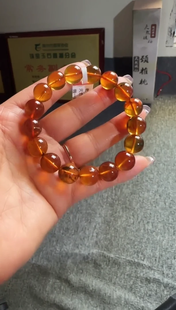 手串琥珀未镶嵌#26缅甸琥珀紫罗兰手串12mm