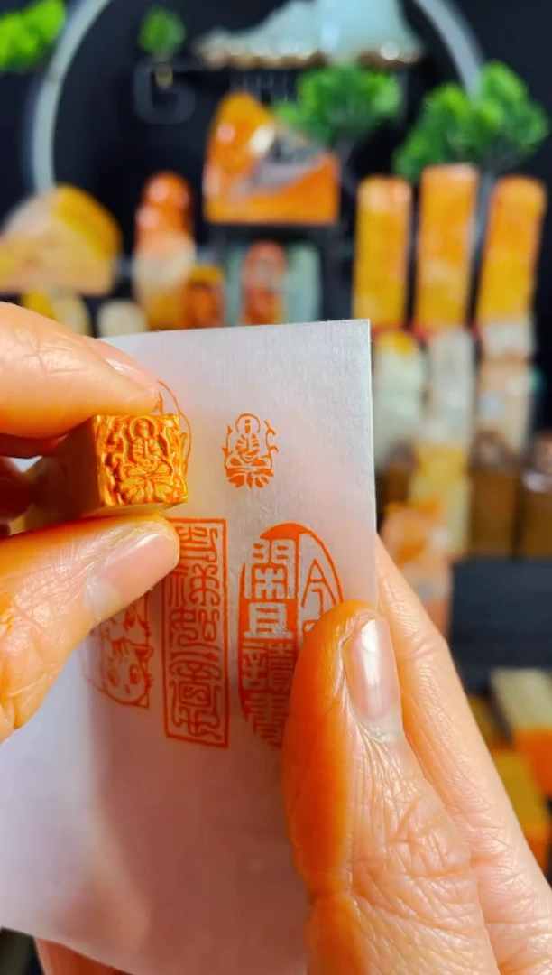 【闪购商品】老挝石印石手工篆刻《小佛造像》1.0木纹