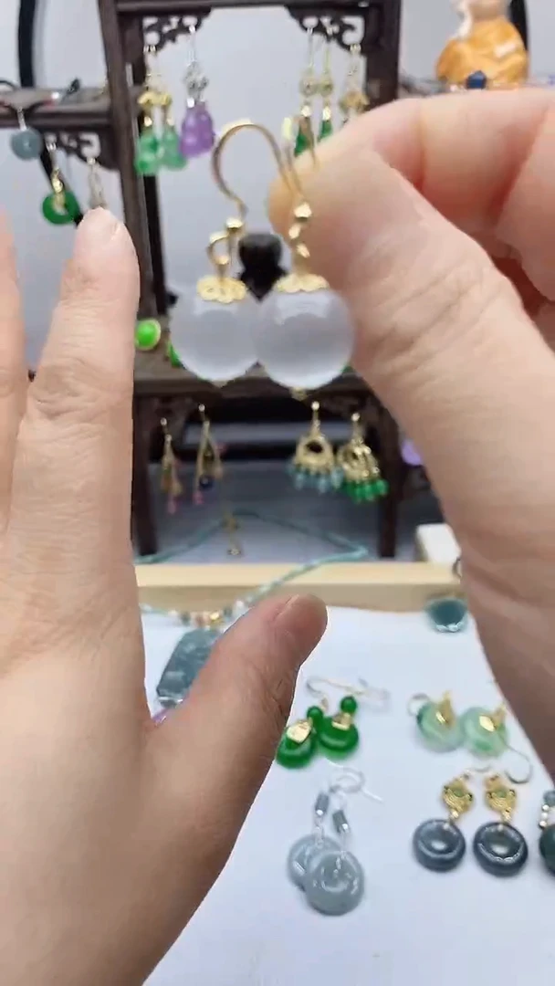 变石猫眼14K金镶嵌耳饰34