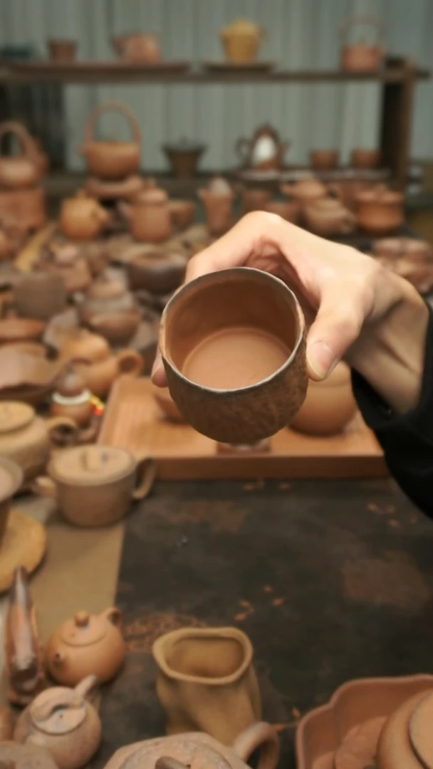 老岩泥原矿老岩泥  手捏树桩杯茶漏座杯