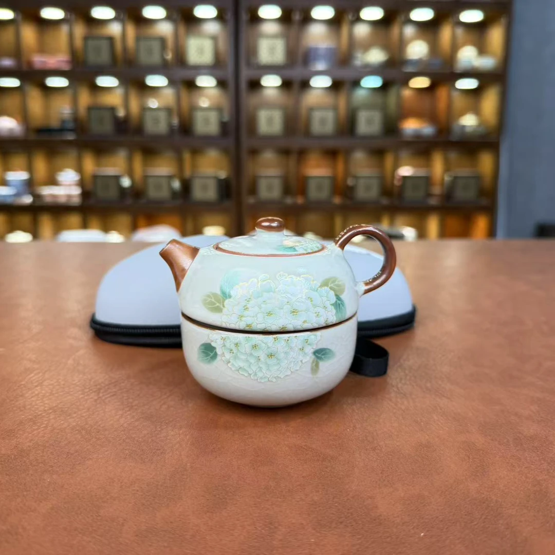 汝窑绣球花一人饮茶咖杯 1240