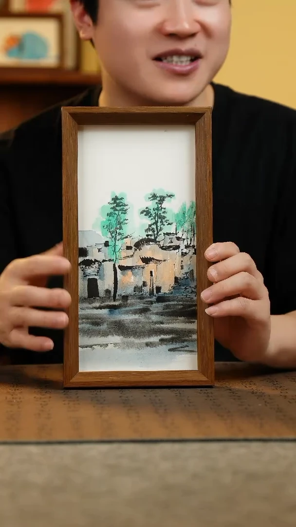 国画15*27.5纯手绘国风国画摆台