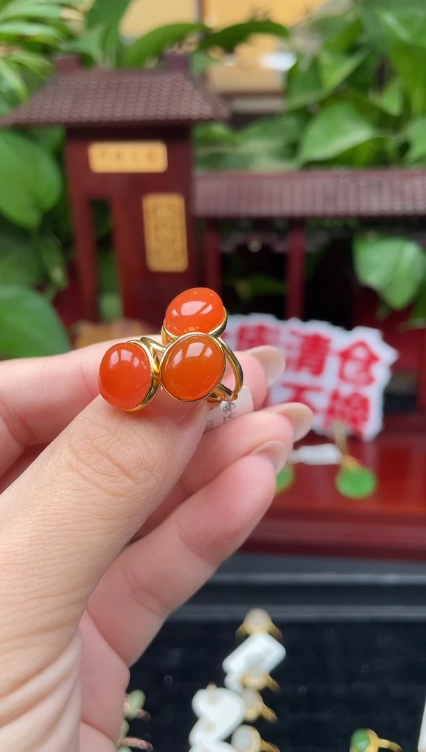 银S925镶嵌南红玛瑙戒指戒指F157多样性发其一