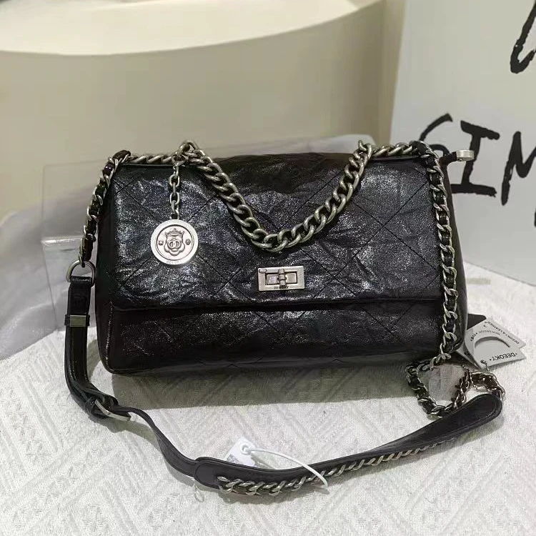 时尚菱格链条包包女小香风手提斜挎包复古百搭女包轻奢腋下单肩包