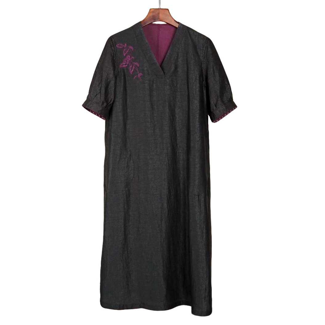 【笑阳】香云纱龟裂纹连衣裙︱100%桑蚕丝新中式国风香云纱女装0464