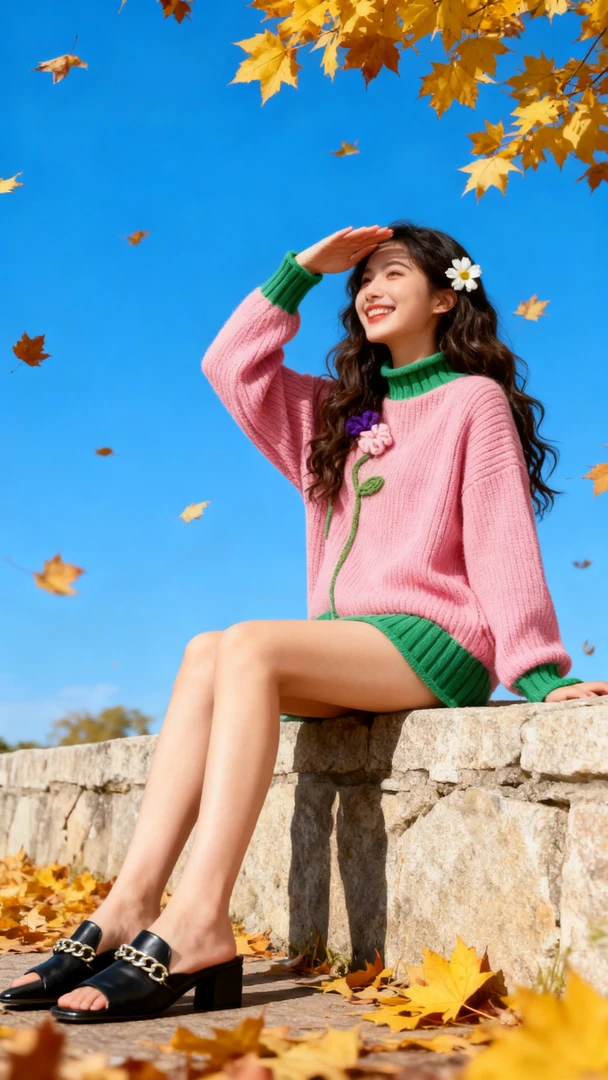 今年流行漂亮多巴胺洋气减龄毛衣慵懒风高级感粉绿拼色针织衫女冬