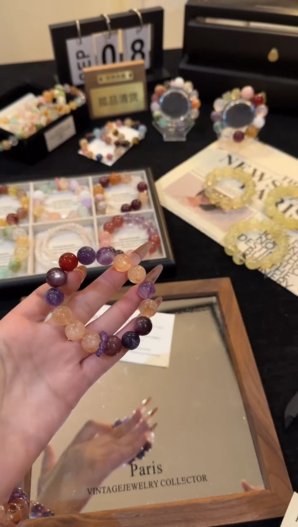 未镶嵌手链水晶紫水晶多宝x3249