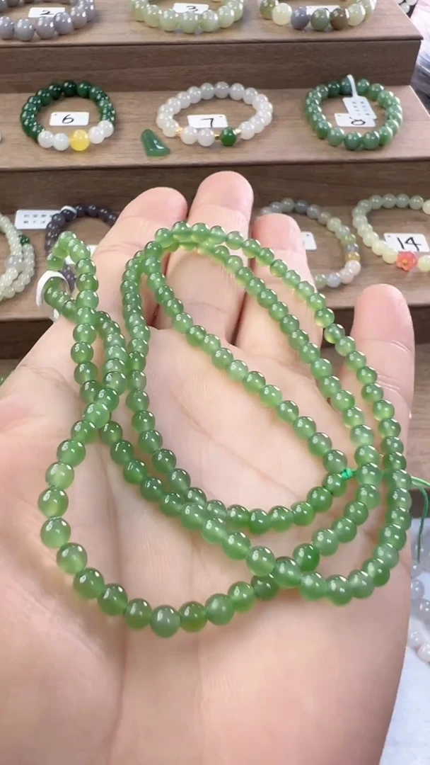 【闪购商品】和田玉手串未镶嵌6m碧玉多圈手串