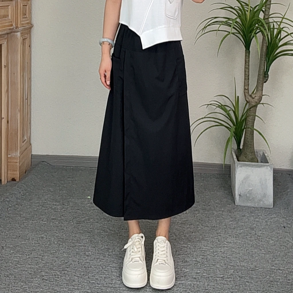 蔡小姐叠穿风显瘦阔腿裤2025夏季薄款高腰休闲宽松显瘦阔腿裤裙裤