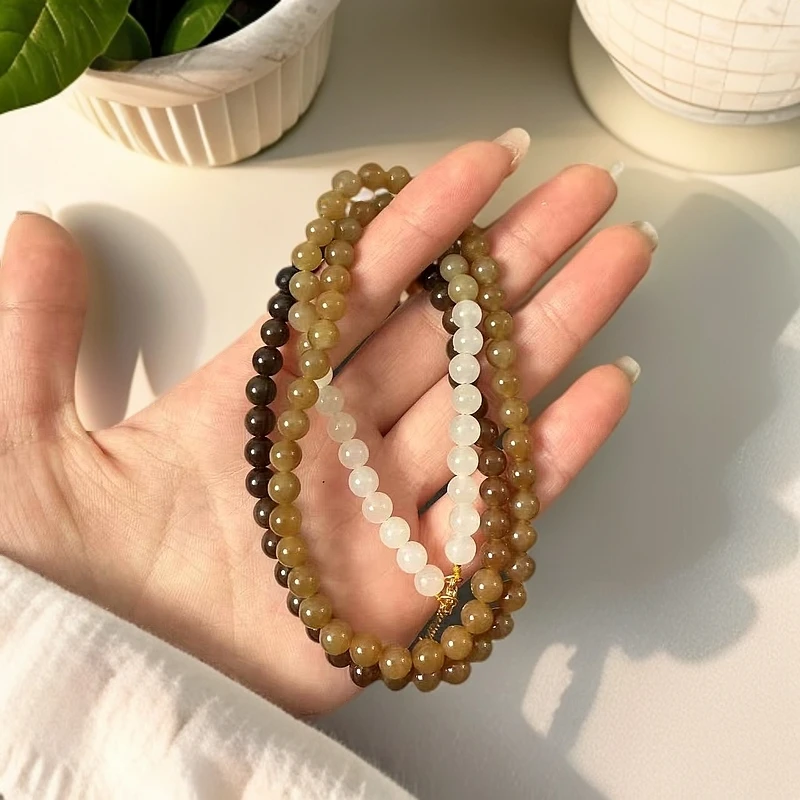 【汪氏精品】和田玉糖玉渐变搭配链 多样性发其一 1358-F022