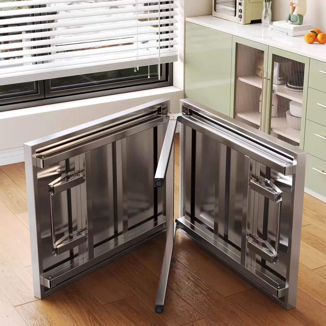 不锈钢折叠桌摆摊特厚定制折叠长方形食堂桌子便携操工作台烧烤桌