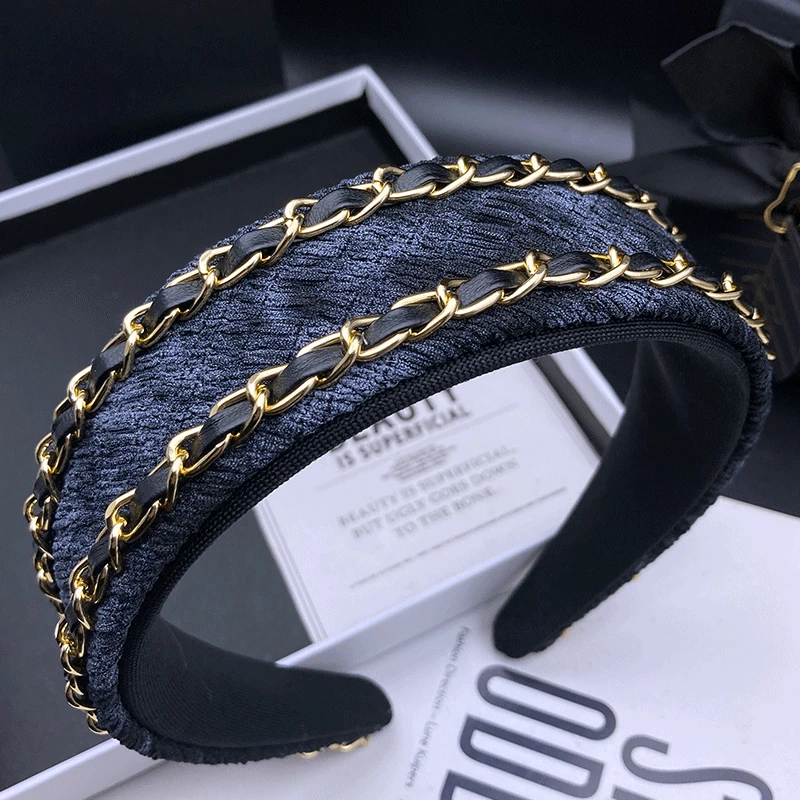 2025新款气质韩版百搭链条高档压发洋气发箍饰品女轻职风发卡头箍