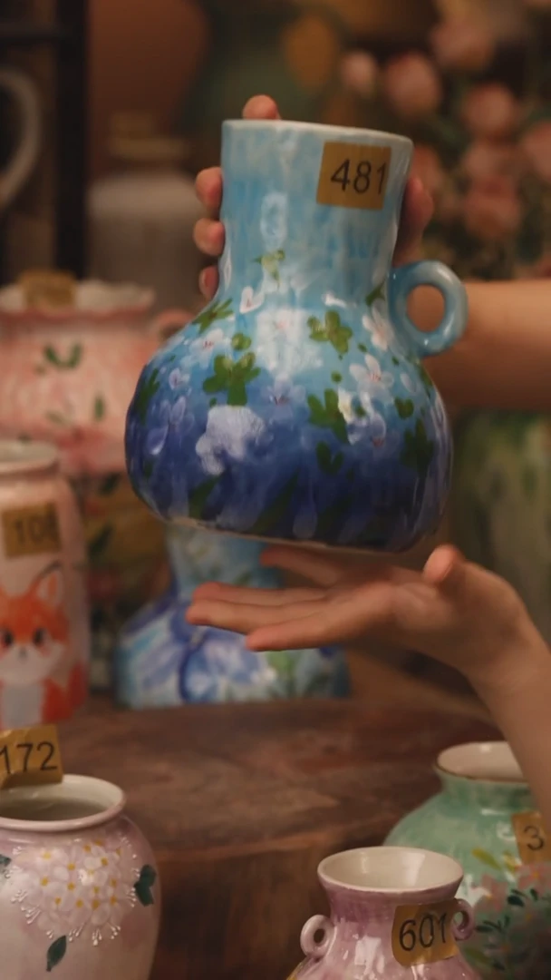 陶瓷481景德镇设计师手作花器摆件侘寂风