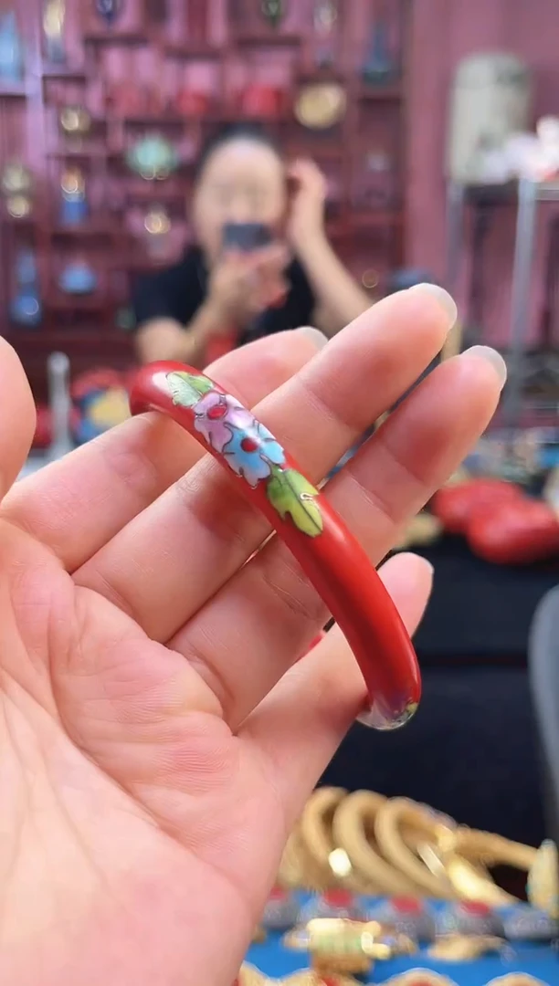 非遗技艺 景漆结合手镯 60 红