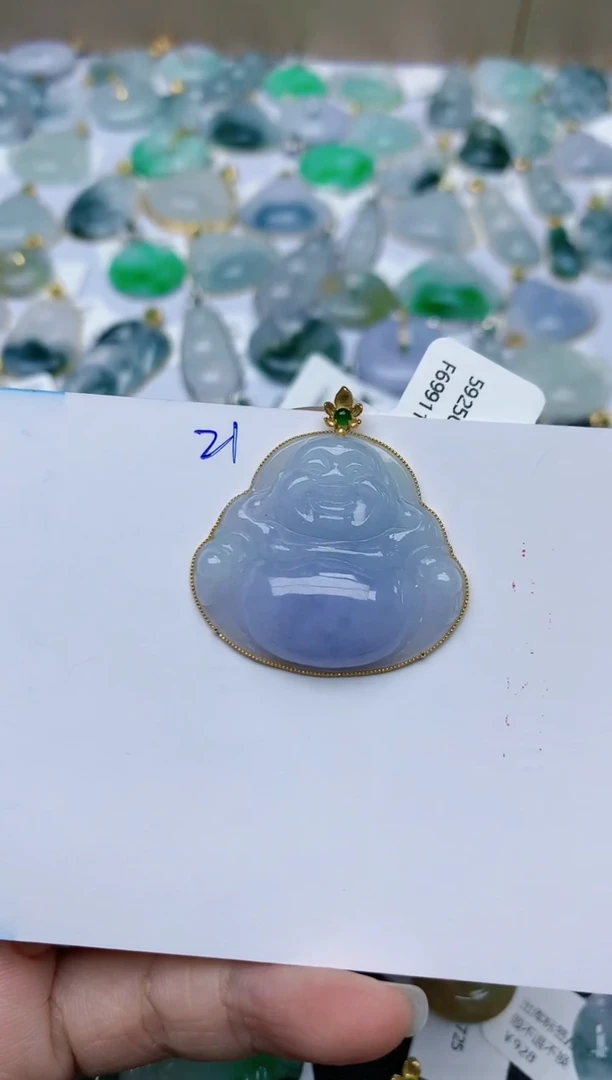 【闪购商品】翡翠颈饰18K金镶嵌天然翡翠A货    21