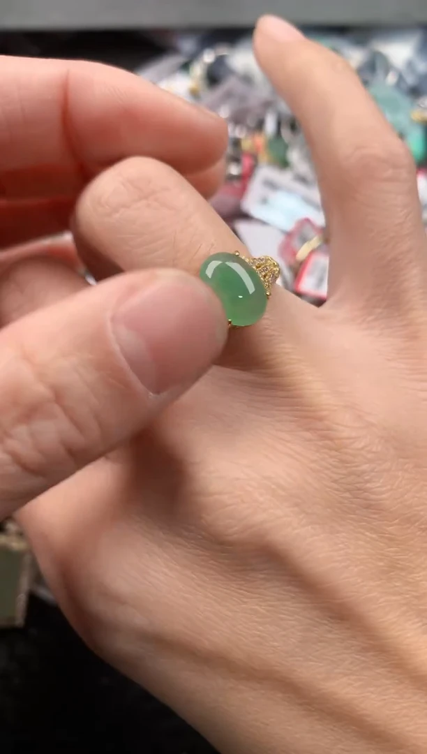 银S925镶嵌戒指翡翠3          9